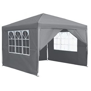 XMTECH Tonnelle pliante 3 x 3 m avec 4 panneaux lat&eacute;raux, r&eacute;glable en hauteur sur 3 niveaux, 2,4 m &agrave; 2,6 m, imperm&eacute;able, protection UV, pliable, structure en acier et tissu Oxford 210D, pour jardin, (HEZEE, neuf)