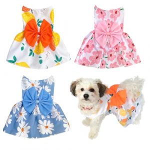 3 Pièces Robe pour Chien Petit Chien Bow Deluxe Robe Princesse Robe de Mariée Robe de Soirée Robe D'été Robe Courte Mignon Robe de Chiot pour Fille Chiot (Rdc Toy, neuf)