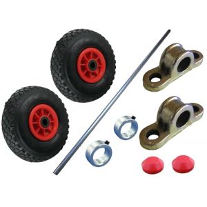 Rollentechnik Kit de chariot avec 2 roues pneumatiques Ø 260 x 85, axe 800 mm, 2 bagues de réglage, 2 supports d'essieu et 2 capuchons d'extrémité (Rollen-Direkt*eu, neuf)