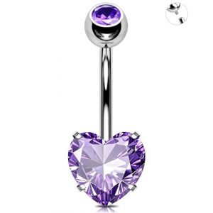 OUFER 14G Cœur Percing Au Nombril Titane G23 Piercing Nombril Violet CZ Bague de Nombril 14 mm Piercing De Nombril pour Femme Piercing Corporel Piercing Nombril (OUFER INC, neuf)
