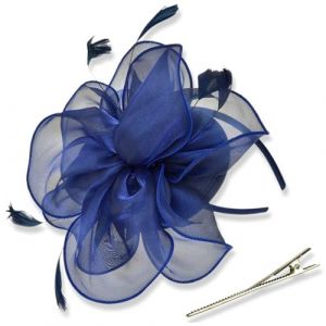 Chapeaux fascinateurs pour femmes, chapeau de f&ecirc;te de th&eacute; en plumes fleur en organza avec bandeau et clip chapeau fleur bleu marine pour mariage, cocktail, th&eacute; (anyukpqbj, neuf)