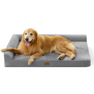 Lit Orthop&eacute;Dique Cosy Kiss pour Chiens De Tr&egrave;S Grande Taille, Canap&eacute; pour Chiens De Tr&egrave;S Grande Taille, Grand, Rembourrage en Mousse De Soutien, Housse Imperm&eacute;Able Et Fond Antid&eacute;Rapant, Gris (SUNWIN US, neuf)