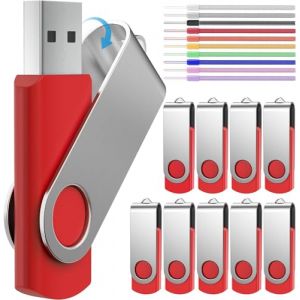 Clé USB 2.0 128 MB Lot de 10 Clefs USB - Mémoire Stick Pivotante Petite Capacité Cle USB 128Mo Lecteur Flash USB - FEBNISCTE Rouge Clef USB PenDrive avec Cordes (changshaxingruidakejiyouxiangongsi, neuf)
