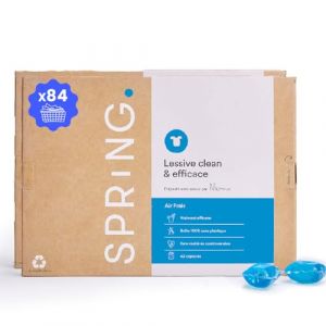 SPRiNG - Lessive Air Frais - x84 Capsules - Fraîcheur Longue Durée - Nettoyage Efficace - Formule Clean - Parfum Agréable - Éco-responsable (SPRiNG, neuf)