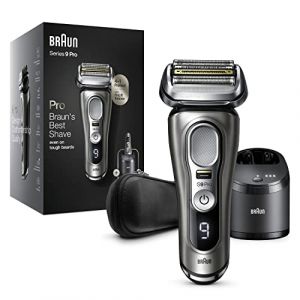 Braun Series 9 Pro Rasoir Électrique Homme Barbe, Tête 4+1 avec tondeuse ProLift, SmartCare 5-en-1, Rasoir Électrique, Batterie de 60 Minutes, 9465cc, Noir/Argenté (Kabano, neuf)