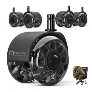 Mastery Mart 1KEA Lot de 5 roulettes pour chaise de bureau, avec tige de 10 x 22 mm, pour sols durs, tapis de protection de sol, noir (Mastery Mart Inc., neuf)