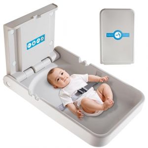 KSITEX Table &agrave; langer pour b&eacute;b&eacute;, murale, Unit&eacute; de changement de b&eacute;b&eacute;, Station de changement de b&eacute;b&eacute; avec sangle de s&eacute;curit&eacute; Table &agrave; langer pour nourrissons pour toilettes commerciales (KSITEX Louder, neuf)