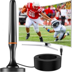 Antenne TV Int&eacute;rieure TNT HD, 2025 Le Plus r&eacute;cent Antenne TV Int&eacute;rieur, R&eacute;ception Longue Port&eacute;e &agrave; 360&deg; avec Base Magn&eacute;tique, Compatible avec Portable 4K 1080P et Tous Les TVs (DGUPSP-US, neuf)