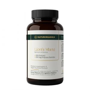 Naturorganica&reg; Lion&rsquo;s Mane (Crini&egrave;re de Lion) 20:1 &ndash; 1500 mg Extrait Hericium Erinaceus &ndash; 100 mg Polysaccharides &ndash; M&eacute;moire, Focus, Concentration, Clart&eacute; Mentale &ndash; Nootropique V&eacute;g&eacute;talien &ndash; 120 G&eacute;lules (Naturorganica, neuf)