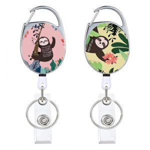 Silars Porte Badge Enrouleur avec Mousqueton, 2pcs Porte Clef Enrouleur Porte Clé Yoyo avec Mousqueton, Porte Badge avec Cordon Rétractable pour Sert à Fixer Les Clés Et Les Cartes d'accès (02) (Silars, neuf)
