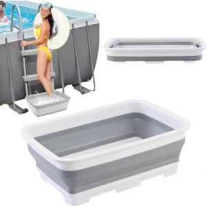 Pédiluve Piscine,Bain De Pied,Bassine Pied,Bassin Pédiluve Pour Piscine,Grande Bassine Plastique Rétractable,Accessoires Piscine,Pour Échelles Piscines (Blanc) (mayshy, neuf)