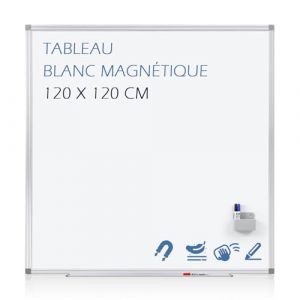 Swansea Tableau blanc 120x120 cm,Tableau blanc magn&eacute;tique avec cadre en aluminium &eacute;pais, Tableau Veleda Mural professionnel pour bureau, &eacute;cole, formation (Swan_Sea, neuf)