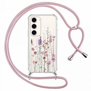 Yoedge Coque avec Cordon pour Samsung Galaxy S23 5G 6,1", Étui Collier Réglable Transparente Case avec Aesthetic Motif Fleur 3, Silicone TPU + PC Antichoc Housse avec Tour de Cou Lanière Lanyard Cover (Somin Ivka EU, neuf)