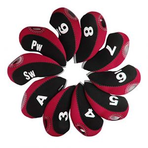 Andux Golf Fer Tête couvertures avec Nombre Tag Lot de 10 Noir/Rouge (Andux Store, neuf)