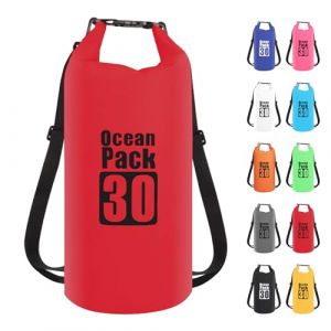 30L Sac &eacute;tanche Polyvalent, 2L/5L/10L/15L/20L/30L Rouge Waterproof Dry Bag avec Longue Bandouli&egrave;re R&eacute;glable Sac &agrave; Dos Confort Imperm&eacute;able pour Bateau/Kayak/P&ecirc;che/Rafting/Natation/Camping/Snowboard (MUDAMUDA Store, neuf)