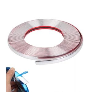 Juttzzei Bande Chrome Voiture, 12mm x 5m Chrome Bande de Garniture Voiture, Baguette Adhesive Chromée Surclassée pour Voiture Carrosserie Fenêtre Décoration Extérieure(Argent) (Juttzzei, neuf)