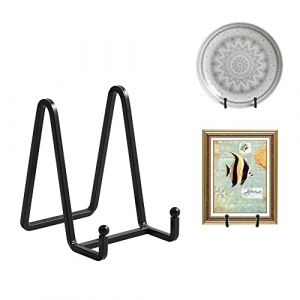 Chevalet Support Presentoir Porte Assiette - 4.5 Pouces Metal Support Assiette Decorative - Support Cadre Photo de Table - Présentoir de Fer pour Plaque | Livre Cuisine | Carte Postale | Art - Noir (DIDUDIDU, neuf)