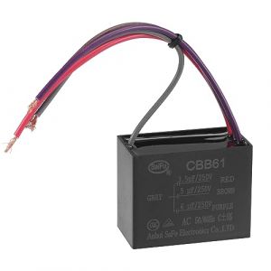sourcing map Plafond Ventilateur Condensateur CBB61 3.5/5/6uF 250V AC 4 Fils Métallisé Polypropylène Film Condensateur 48x38x26mm pour Électrique Ventilateur Pompe Moteur Générateur (Weisser Berg, neuf)
