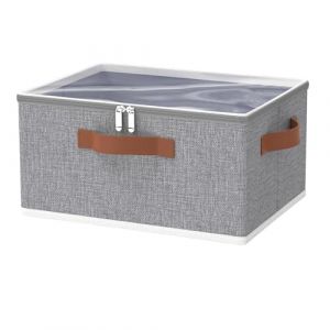 OUTBROS Boîte de Rangement Tissu, Cube Pliable avec Couvercle, Convient Pour Couettes, Couvertures, 40 x 30 x 20 cm, Gris, Paquet de 1 (OUTBROS-FR, neuf)