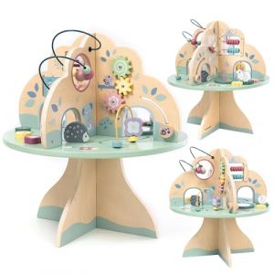 mamabrum Table d'apprentissage en Bois, Arbre Multifonctionnel avec Boucle de Moteur, Trieur Formes, Abaque, Horloge - Jouet Éducatif 12m+ pour Développement Sensoriel (HyperMotion, neuf)