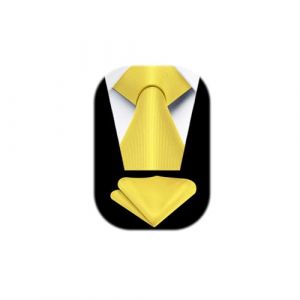 Enlision Cravate Jaune Homme Couleur Unie Cravate et Pochette Set Élégant Ensemble de Cravate pour Mariage Fete (QIWEIEUR, neuf)