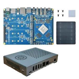 FriendlyELEC CM3588 Kit NAS avec boîtier Mental 2,5 G Rockchip Demon Board 4 x PCIe3.0 4K/8K CM3588 NAS SDK Kit 4 entrées NVMe HDMI (32 Go de RAM + 64 Go eMMC) (BestMii, neuf)