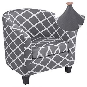 Jaotto Housse de Fauteuil Cabriolet 1 Place Crapaud Extensible Chesterfield Club Salon Couverture de Fauteuil Facile à Installer(Géométrie Grise,2 Pièces) (Jaotto, neuf)