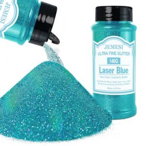 Paillettes Holographiques Ultra-Fines - 140g - Paillettes de Maquillage Laser bleu Pour Cheveux, Visage, Corps, Ongles, Maquillage de F&ecirc;te, R&eacute;sine et Artisanat (JEMESI-FR, neuf)