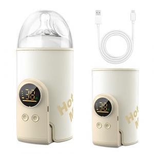 Chauffe Biberon Portable Sans Fil, 8000 MAh Chauffe Biberon Nomade, Chauffe Biberon USB, 6 niveaux de temp&eacute;rature r&eacute;glable 38 &agrave; 50 o C, Chauffe Biberon Voiture pour la maison Famille Voyage (enshishiaoshenghongmenchuangyouxiangongsi, neuf)