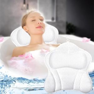 Qintora Oreiller de Bain,Coussin de Bain,Oreiller pour Baignoire,Coussin Baignoire,Oreiller de Baignoir Ergonomique Spa avec 4D Air Mesh Anti-d&eacute;rapant avec 6 ventouses, adapt&eacute; &agrave; Tous Les Bains (EL Group, neuf)