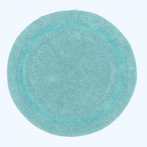 HOMESCAPES Tapis de Bain Rond en Coton, Tapis Rond Salle de Bain 80 cm, Tapis de Bain Bleu Aqua (HOMESCAPES, neuf)