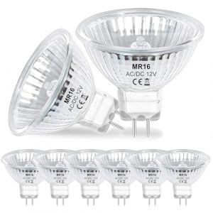 EASYIVY Ampoule Spot MR16 12V 50W, Ampoules Halog&egrave;ne GU5.3 Dimmable, Blanc Chaud 2700K, Ampoule Halogene 2 Broches Couvercle en Verre pour Plafonnier, Pack de 8 (EASYIVY, neuf)