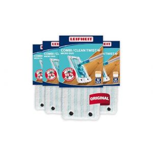Leifheit Lot de 4 Housses Clean Twist/Combi M Micro Duo, Housse de Rechange en Microfibres pour Balai à Plat Combi, Housse absorbante pour Balai serpillère ("Home-Elektro", neuf)