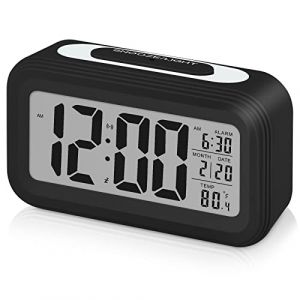 Sarsumir Réveil Numérique Reveille Digital Reveil Matin Silencieux et Intelligent à Piles avec LED Reveil Lumineux avec Fonction Snooze Date Température pour Enfant Ado Fille Garcon Adulte, Noir (EPSEPETO SL, neuf)