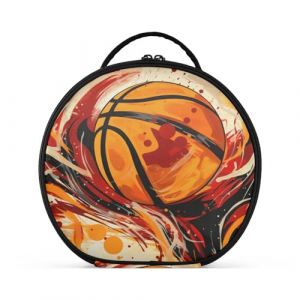 Art De Basket-Ball De Café Jaune Créativité Trousse Sac Cosmétique Circulaire de Maquillage Pochette Sacs avec Cloisons Amovibles pour Voyage Filles (HULAHULA, neuf)
