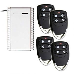 Hiland Kit r&eacute;cepteur + 4 t&eacute;l&eacute;commandes &agrave; codage Rolling Code 433,92 MHz, r&eacute;cepteur &agrave; 1 canal NO-C-NC universel 12&ndash;24 V + t&eacute;l&eacute;commande &agrave; 3 canaux (KOOMANDO, neuf)