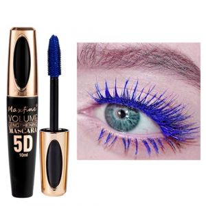 Mascara télescopique violet 5D pour les yeux,Imperméable à l'eau,Longue durée,Effet bouclé,Mascara anti,clump,Effet faux cils,Utilisation pour cosplay (Tuyau noir - Bleu) (BENstore, neuf)
