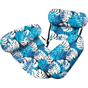 Chaise de piscine gonflable exquise en feuille de palmier pour adultes – Chaise longue flottante légère et pliable en PVC sur le thème tropical, idéale pour la détente d'été à la plage et à la piscine (MCAFEE COLERAINE, neuf)