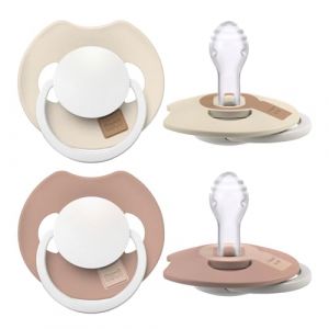 Difrax LOVI Sucette Dynamique 6 à 18 Mois - Phosphorescence - Beige & Marron - 2 Pièces - Facile à Accepter, Sans BPA, Silicones de haute qualité et durables (Difrax LOVI, neuf)