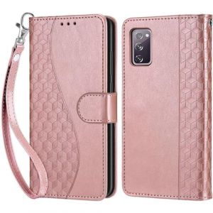 Coque pour Samsung Galaxy S20 FE 4G / 5G, Housse Etui Portefeuille Cuir Multifonction, Fermeture Magn&eacute;tique &agrave; Clapet Anti-Choc Compatible avec Coque Samsung Galaxy S20 FE Book - Or Rose (KENHONER, neuf)