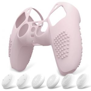 eXtremeRate PlayVital Coque pour ps5 Protection Manette Grip,Housse Silicone pour ps5 Controller Cover Skin avec Capuchon Joystick-Rose,Édition Cloutée 3D (Game Skindecal Store, neuf)