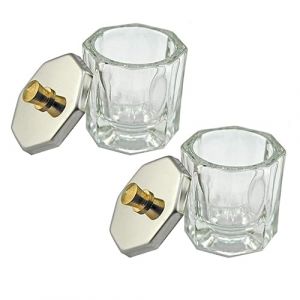 VICASKY 2 Pi&egrave;ces Coupes Verre Cristal Pour Nail Art Tasses Octogonales Transparentes Avec Couvercles R&eacute;cipients Durables Pour Liquides Et Mat&eacute;riaux De Manucure Accessoires Professionnels p (Micanties, neuf)