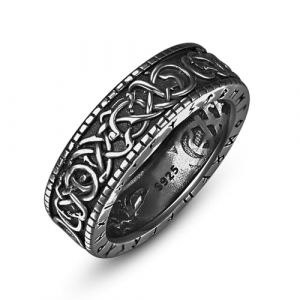 ADMETUS Bague Viking en argent sterling 925 avec runes nordiques - Cadeau viking pour homme - Taille 49,3-74,8 (15,7-23,8), 50.6(16.1), Argent sterling, Aucune pierre pr&eacute;cieuse (jiayinshop, neuf)