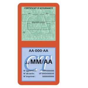 HADEXIA Porte Vignette Assurance Pare Brise Voiture Neutre | Double &Eacute;tui Pochette Adh&eacute;sive Autocollant Sticker Orange (Digital Sticker, neuf)