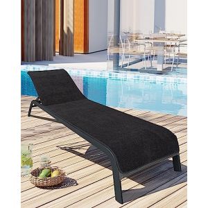 LAYNENBURG Lot de 2 Premium Housse de Protection pour Chaise Longue de Jardin - 100% Coton - Oeko-TEX - Housse de Serviette en éponge - Housse de Chaise Longue avec enveloppe (75x200 cm Anthracite) (Torrex24, neuf)