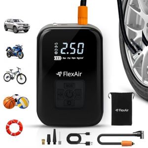 FLEXAIR &ndash; Gonfleur Pneus Voiture & Pompe V&eacute;lo &Eacute;lectrique Rechargeable | Compresseur &agrave; Air Portatif sans Fil | Mini Souffleur Puissant pour Ballon, Moto, VTT & Accessoires de Gonflage (A-Vendora, neuf)