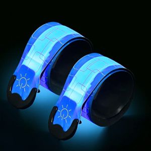 Focenat Brassard Lumineux LED Rechargeable USB, Brassard Reflechissant LED Running, Bande Clignotant Ajustable Bracelet Lumineux LED de Sécurité pour Course, Cyclisme, (Bleu) (quansprea, neuf)