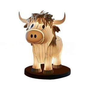 Maromaa Lampe de Table en Forme de Vache, Veilleuse en Forme de Yak Crème, Lampe de Table en Forme D'animal Mignon pour la Décoration, Lampe de Chevet Rustique, Lampe de Chevet en Forme de Vache de Fe (Morning-happies, neuf)