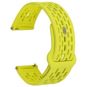 WOCCI 18mm Respirant Creux Bracelet de Montre en Silicone pour Homme et Femme, Lib&eacute;ration Rapide (Citron) (Wocci Watch Bands~FR, neuf)