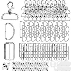 DKBT Lot de 150 mousqueton sac a main, pivotant snap crochets,boucle sangle, boucle en métal tri-glide, boucle sac à dos, mousqueton couture, boucle coulissante avec aimant pour sac(Argenté 32mm) (Tianxinge Trading, neuf)